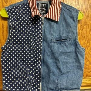 Quizz Jeans Denim Vest with Stars and Stripes women’s size medium
